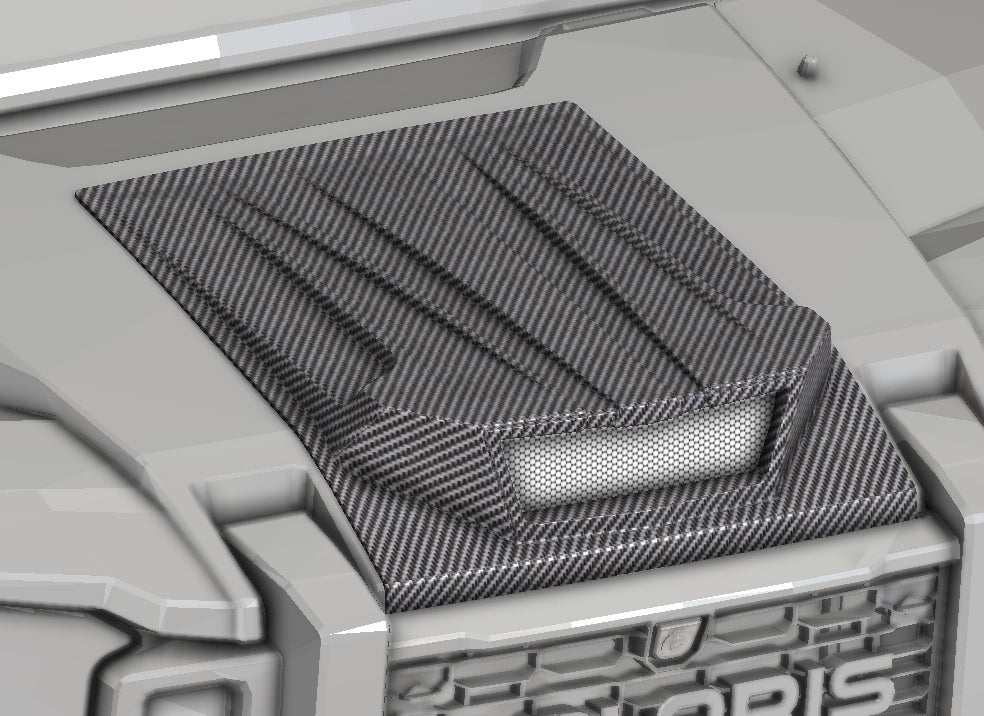 Carbon fiber hood scoop, CAD surfacing and rendering
